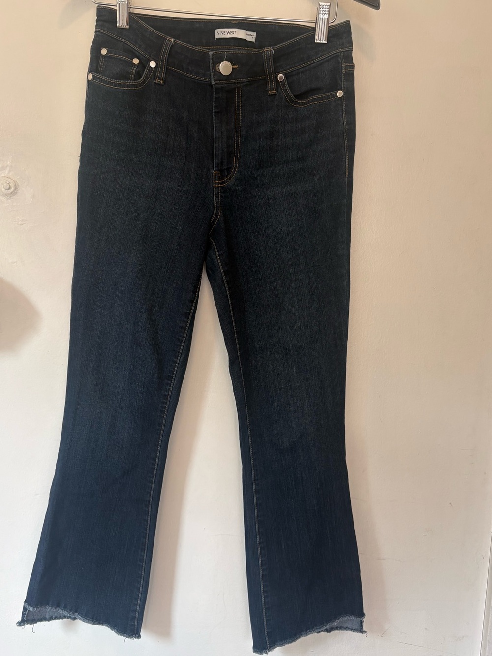 Nine West Dark Blue Flare Jeans with Raw Hem